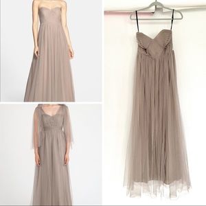 Jenny Yoo Convertible Tulle Dress Mink Grey size 6 UNALTERED